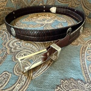 Onyx by Brighton Men's Dark Brown Leather Belt with Silver Buckle Size 40